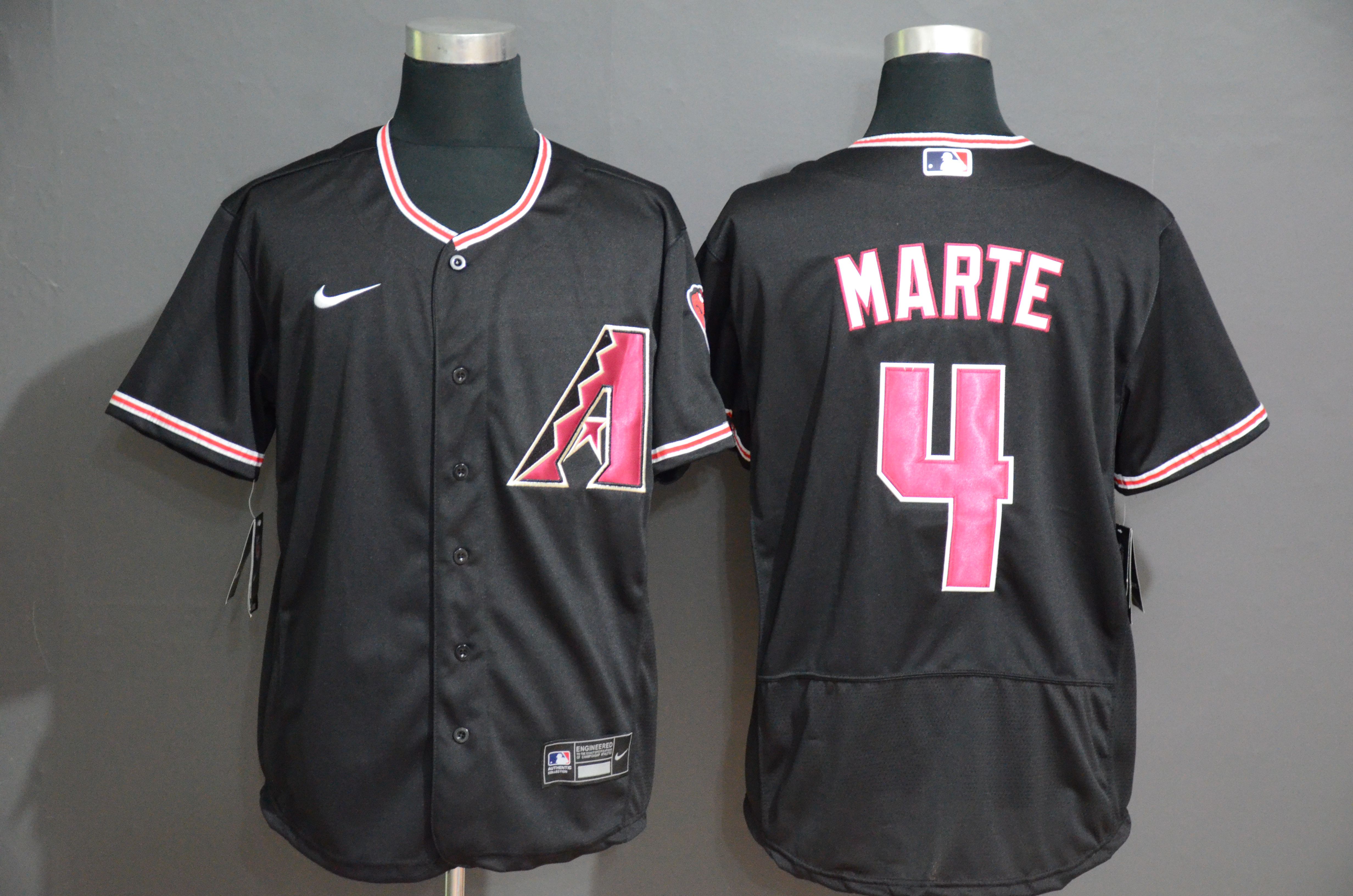 Men Arizona Diamondback #4 Marte Black Nike Elite MLB Jerseys